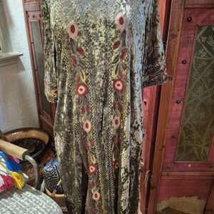 Floral Embroidered Velvet Dress